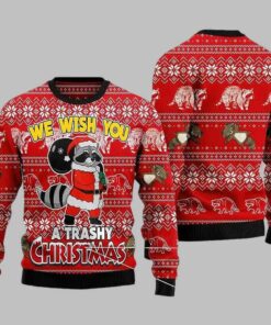 Raccoon We Wish You A Trashy Christmas Ugly Christmas Sweater