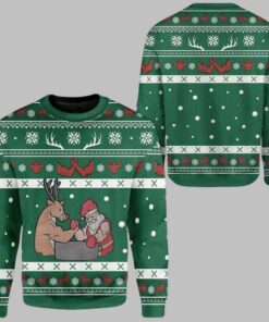 Reindeer And Santa Ugly Christmas Sweater
