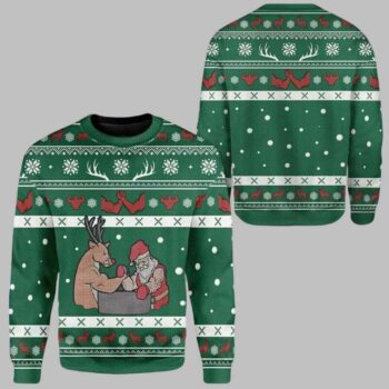Reindeer And Santa Ugly Christmas Sweater