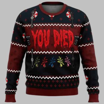 Resident Evil You Died Ugly Christmas Sweater