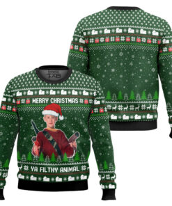 Funny Merry Christmas Ya Filthy Animal Home Alone Ugly Christmas Sweater - Ugly Christmas Sweater- Jumper