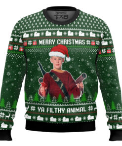 Funny Merry Christmas Ya Filthy Animal Home Alone Ugly Christmas Sweater - Ugly Christmas Sweater- Jumper
