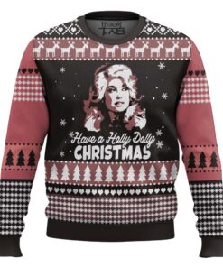 Dolly Parton Holly Dolly Christmas Pine Tree Pattern Ugly Christmas Sweater