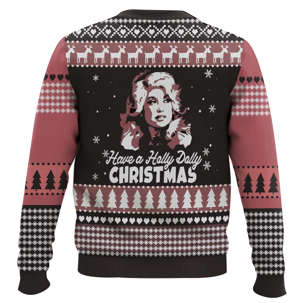 SWT0401L117mk3.jpg Dolly Parton Holly Dolly Christmas Pine Tree Pattern Ugly Christmas Sweater