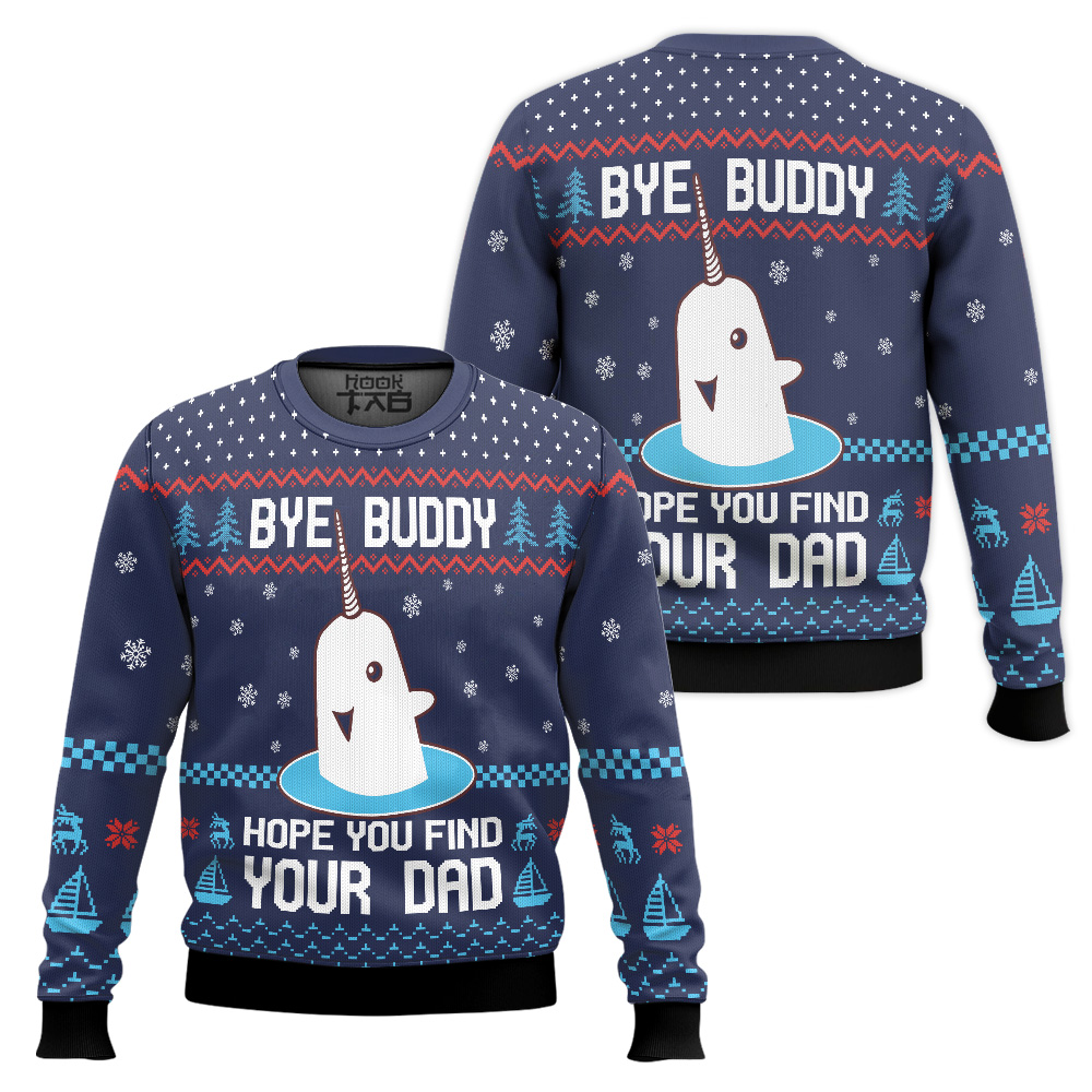SWT0401L127-mk1_x2.jpg Elf Bye Buddy Hope You Find Your Dad Christmas Pattern Ugly Sweater