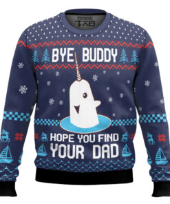 Elf Bye Buddy Hope You Find Your Dad Christmas Pattern Ugly Sweater