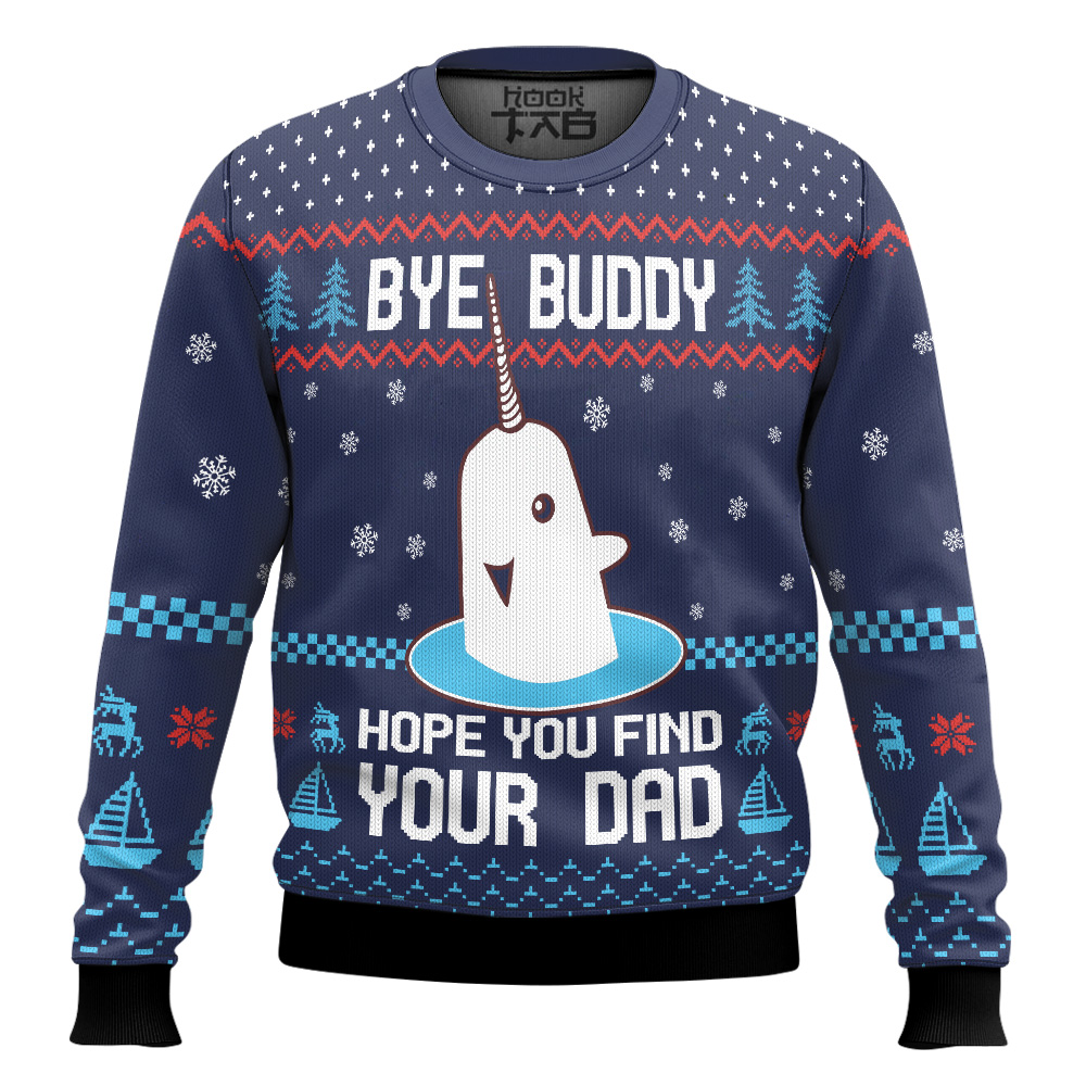 SWT0401L127-mk2.jpg Elf Bye Buddy Hope You Find Your Dad Christmas Pattern Ugly Sweater