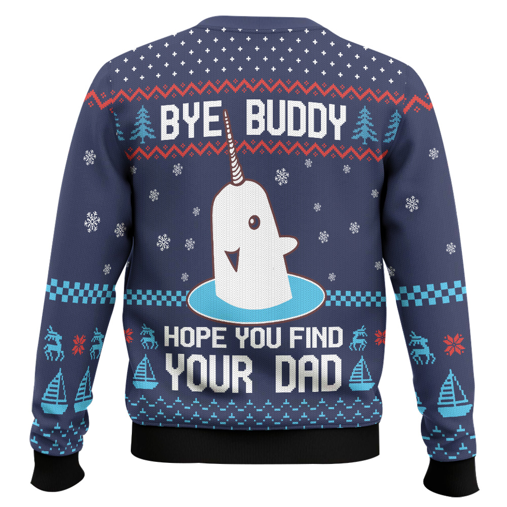 SWT0401L127-mk3.jpg Elf Bye Buddy Hope You Find Your Dad Christmas Pattern Ugly Sweater