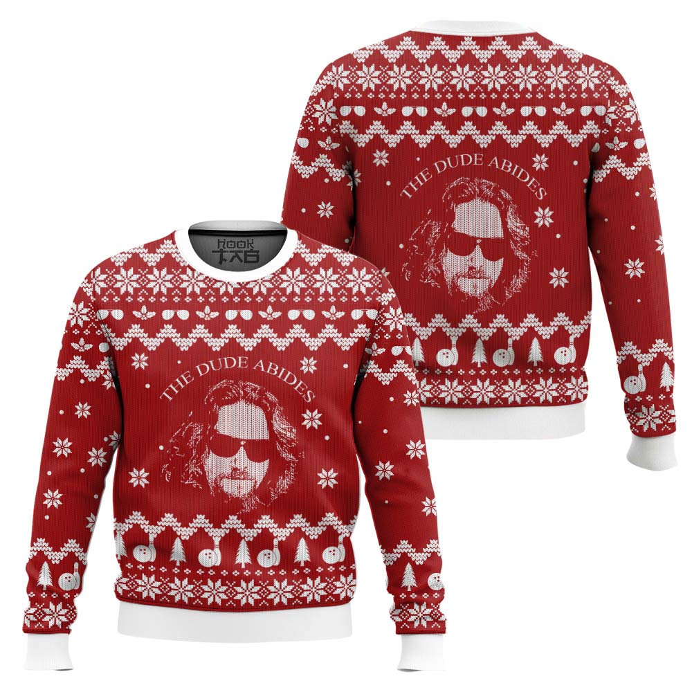 SWT061023L394mk1.jpg The Big Lebowski The Dude Abides Ugly Christmas Sweater