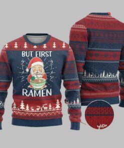 Santa But First Ramen Ugly Christmas Sweater