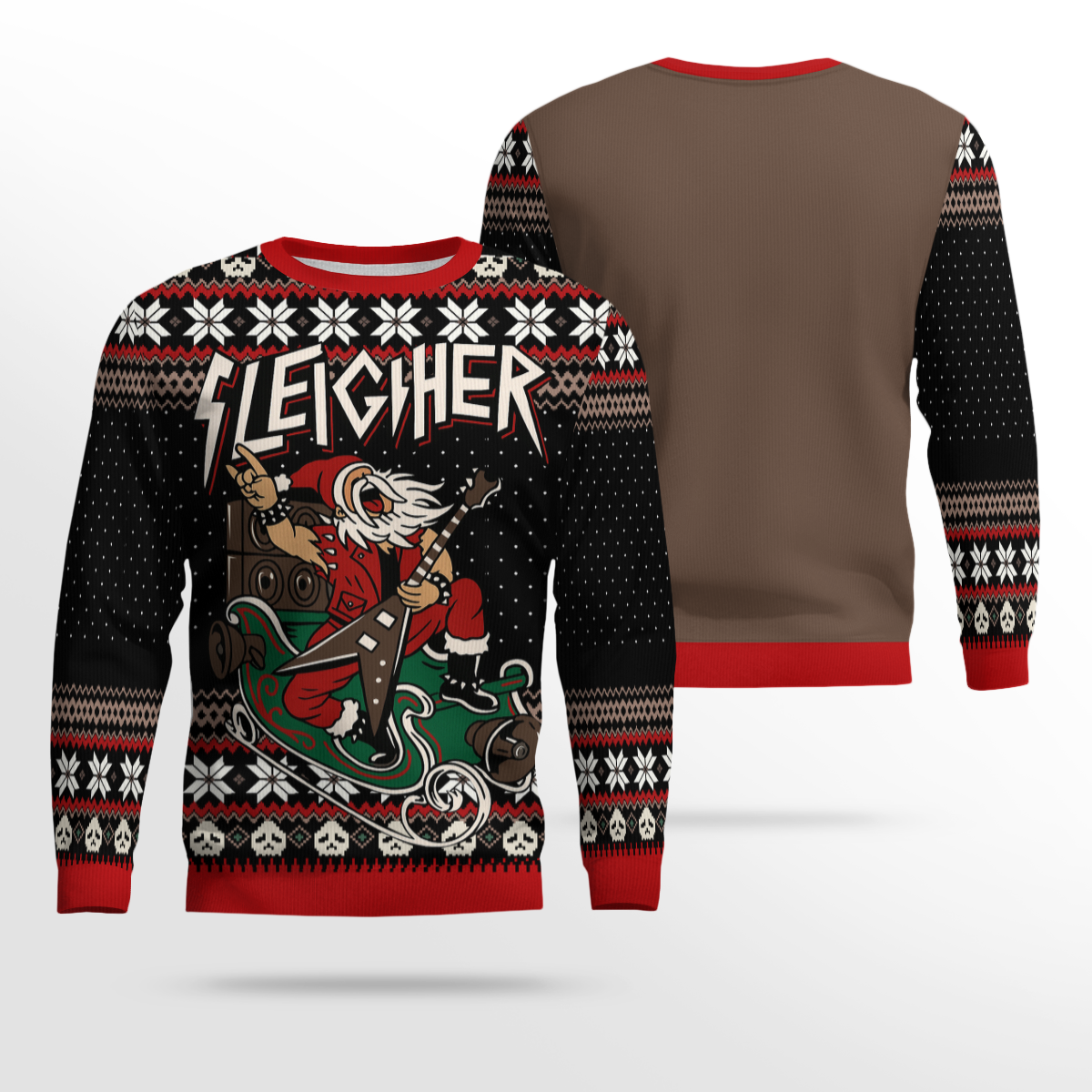 Santa Claus Sleigher Black Ugly Sweater