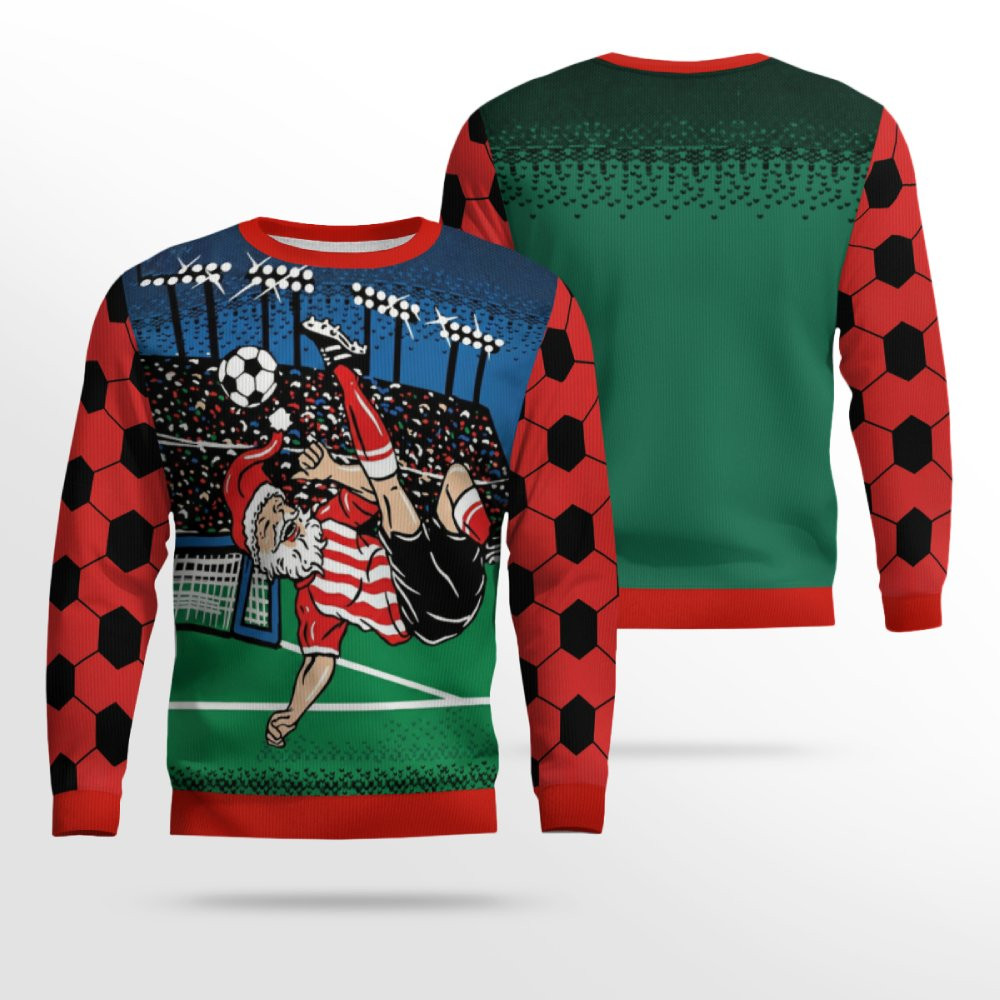 Santa Football Soccer Ugly Christmas Sweater