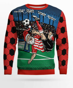 Santa Football Soccer Ugly Christmas Sweater