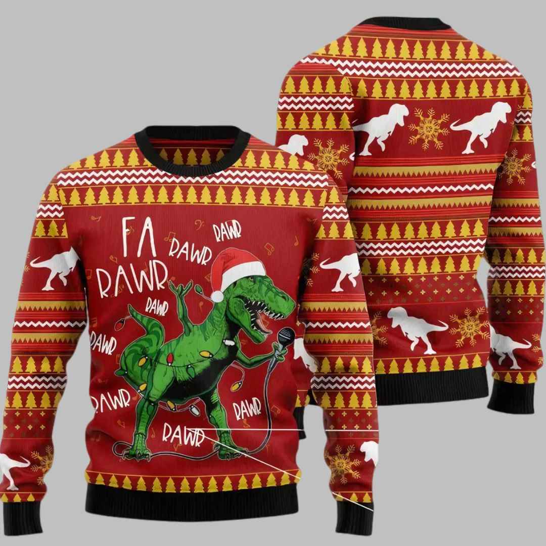 Singing Dinosaur Ugly Christmas Sweater Singing Dinosaur Ugly Christmas Sweater