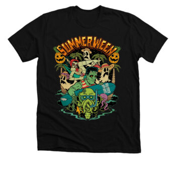 Summerween Surf Monsters Halloween T-Shirt
