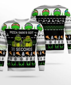 TMNT Ugly Sweater Pizza Dude's Got 30 Seconds Ugly Sweater