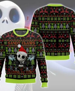 Sandy Claws Is Coming To Town Jack Skellington The Nightmare Before Christmas Ugly Sweater 2 Sandy Claws Is Coming To Town Jack Skellington The Nightmare Before Christmas Ugly Sweater