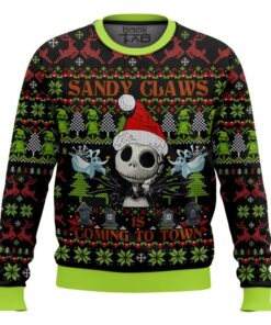 Sandy Claws Is Coming To Town Jack Skellington The Nightmare Before Christmas Ugly Sweater