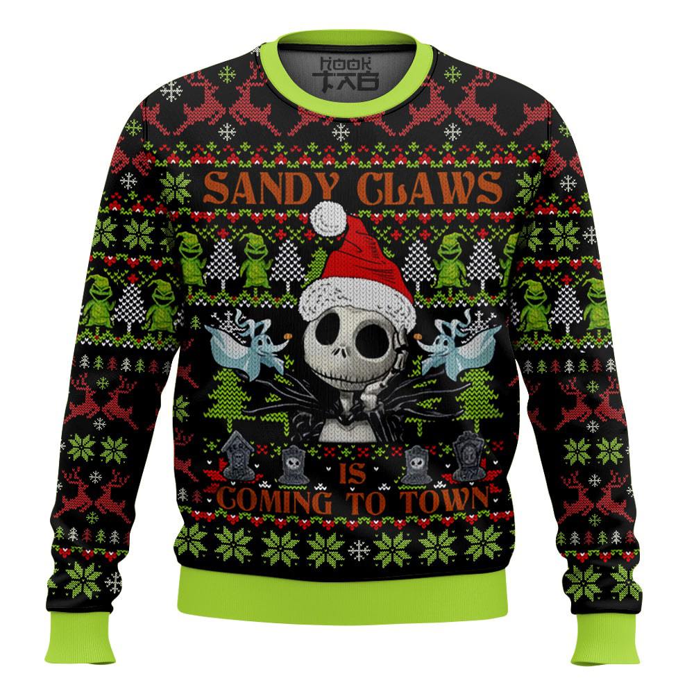 TTH-2492417DKD4-mk5.jpg Sandy Claws Is Coming To Town Jack Skellington The Nightmare Before Christmas Ugly Sweater
