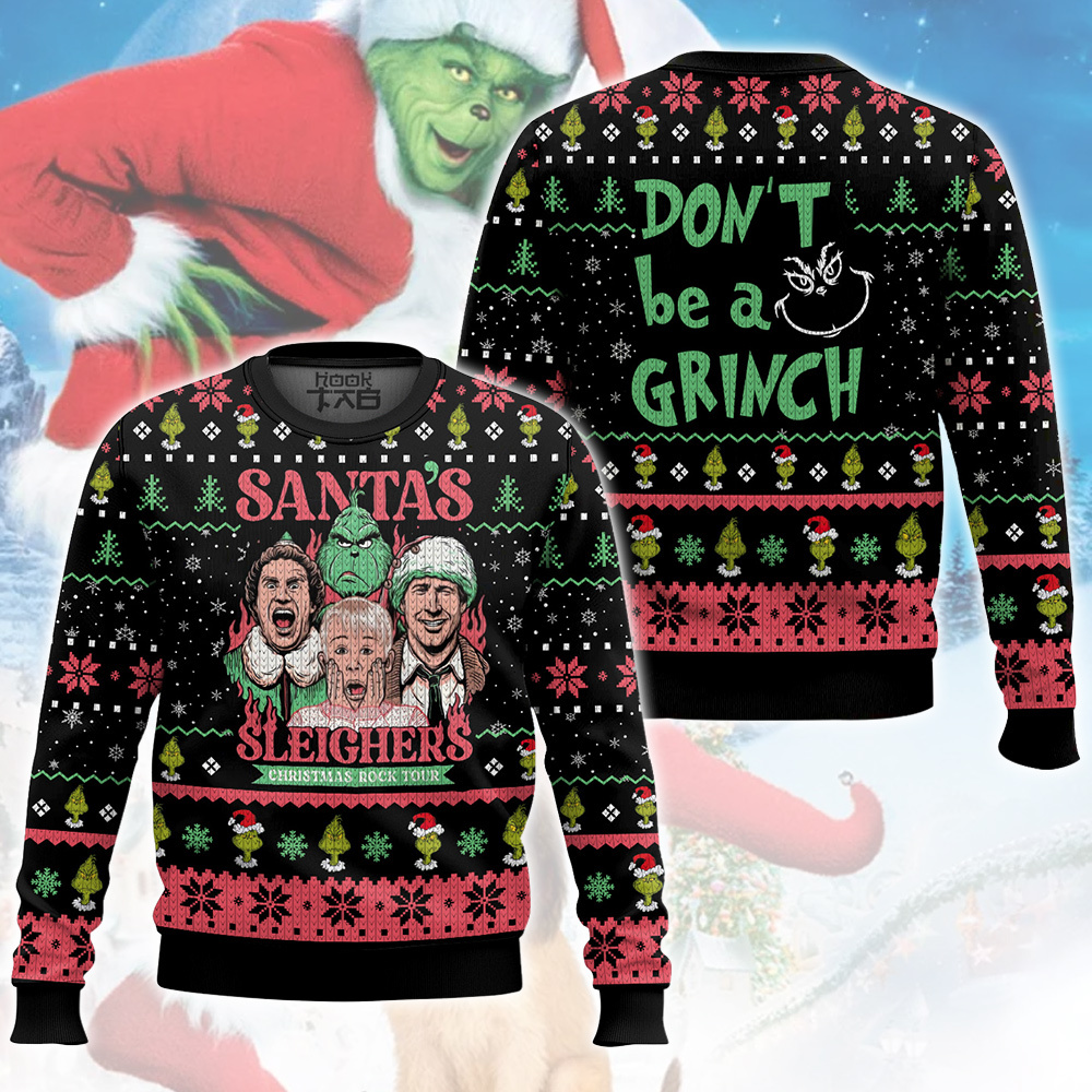 TU-SS300824DKD1-mk.jpg Santa's Sleighers Grinch Ugly Christmas Sweater