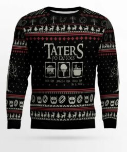 Taters Potatoes Ugly Sweater- Taters Potatoes Sweater- Christmas Sweater- Lord Of The Rings Black
