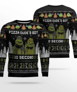 Teenage Mutant Ninja Turtles Pizza Dude Is Got 30 Seconds Ugly Christmas Sweater 4 Teenage Mutant Ninja Turtles Pizza Dude Is Got 30 Seconds Ugly Christmas Sweater