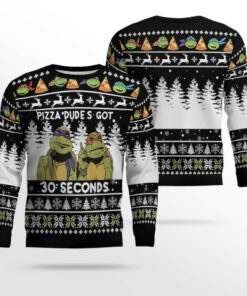 Teenage Mutant Ninja Turtles Pizza Dude's Got 30 Seconds Ugly Christmas Sweater