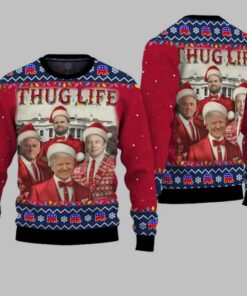 Thug Life Christmas Trump Vance Musk Ugly Christmas Sweater