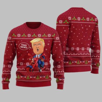 Trump Fake News Ugly Christmas Sweater