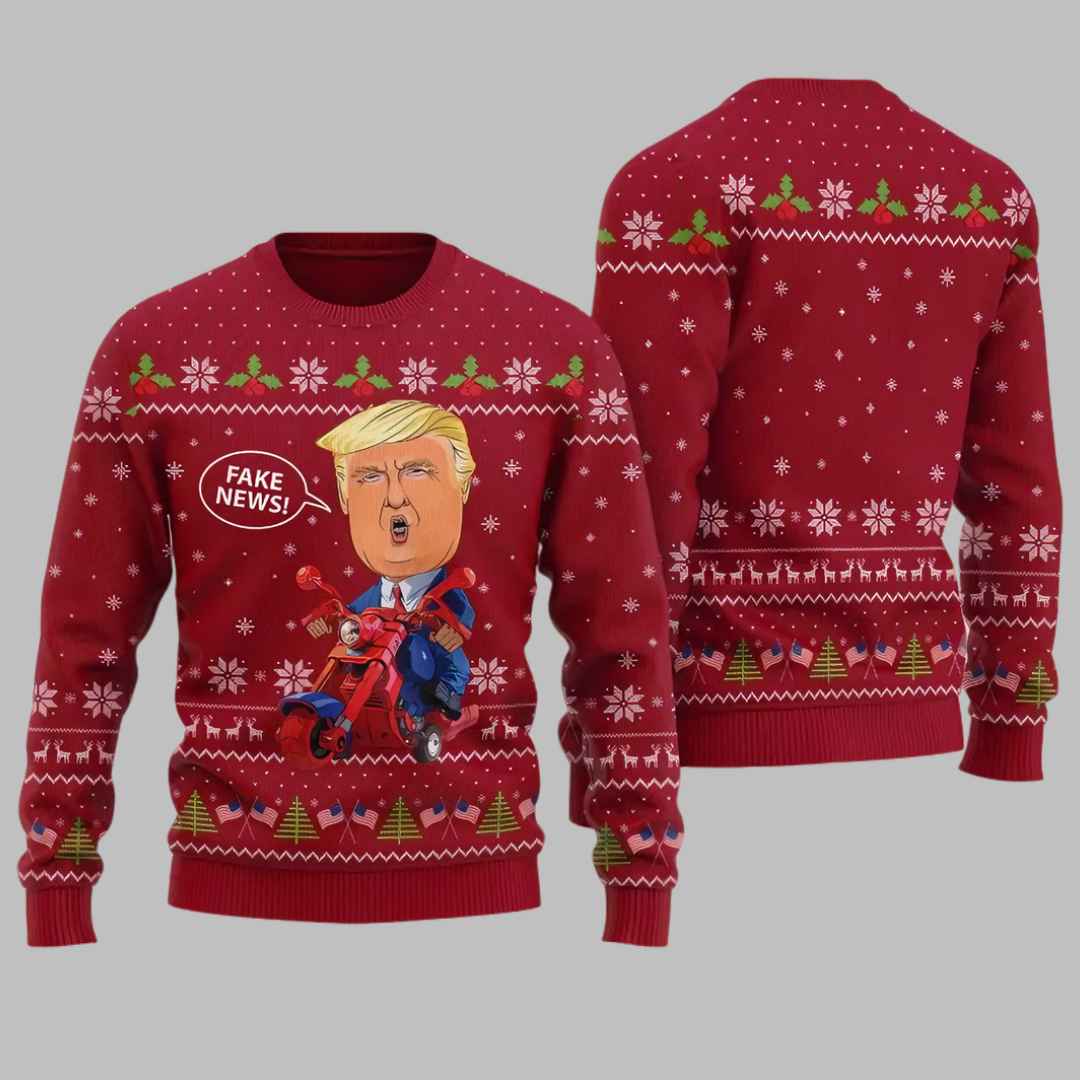 Trump Fake News Ugly Christmas Sweater