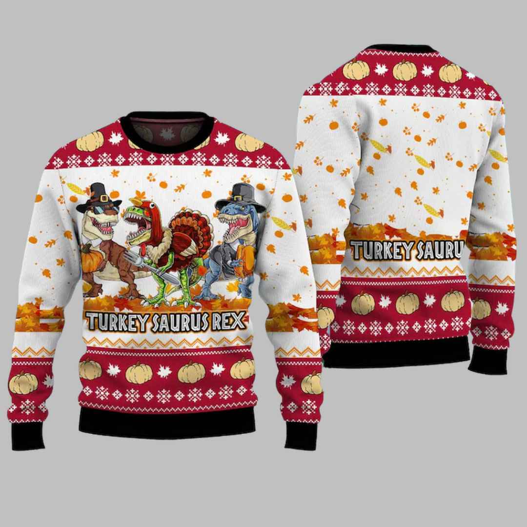 Turkey Saurus Rex Ugly Christmas Sweater Turkey Saurus Rex Ugly Christmas Sweater