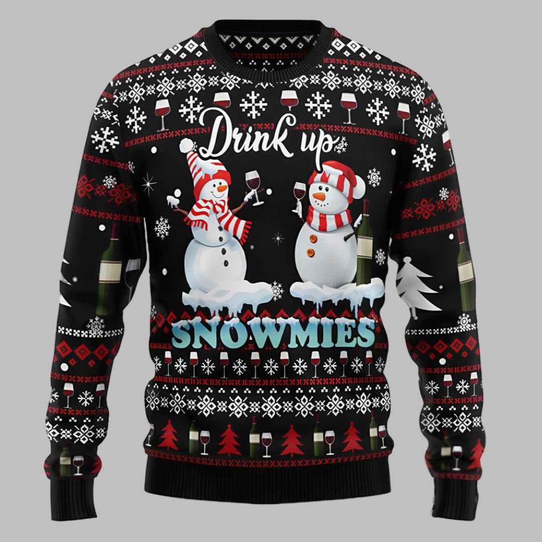 Wine Snowmies Ugly Christmas Sweaters Wine Snowmies Ugly Christmas Sweater
