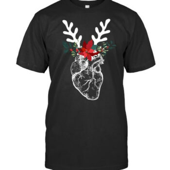 Nurse Heart Anatomy Reindeer Heart Cath Lab Rn Cardiology Hu T Shirt