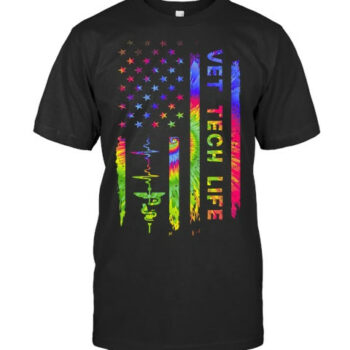 American Usa Flag Vet Tech Veterinarian Tie Dye Rainbow Vet T Shirt