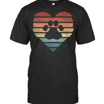 Veterinarian Vet Tech Retro Sunset Paw Print Dog Cat Lover Vet T Shirt