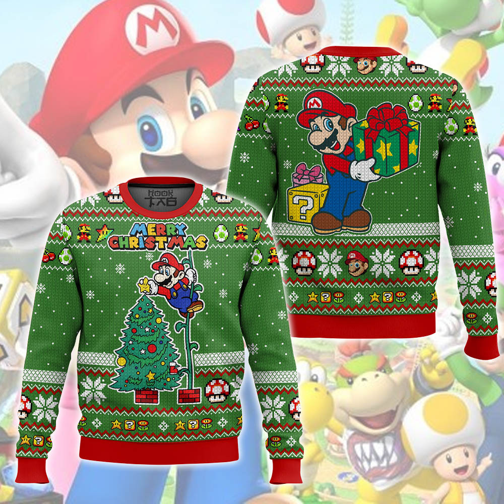 mk-PLM1508SPM1DKD.jpg Super Mario Christmas Tree Ugly Sweater