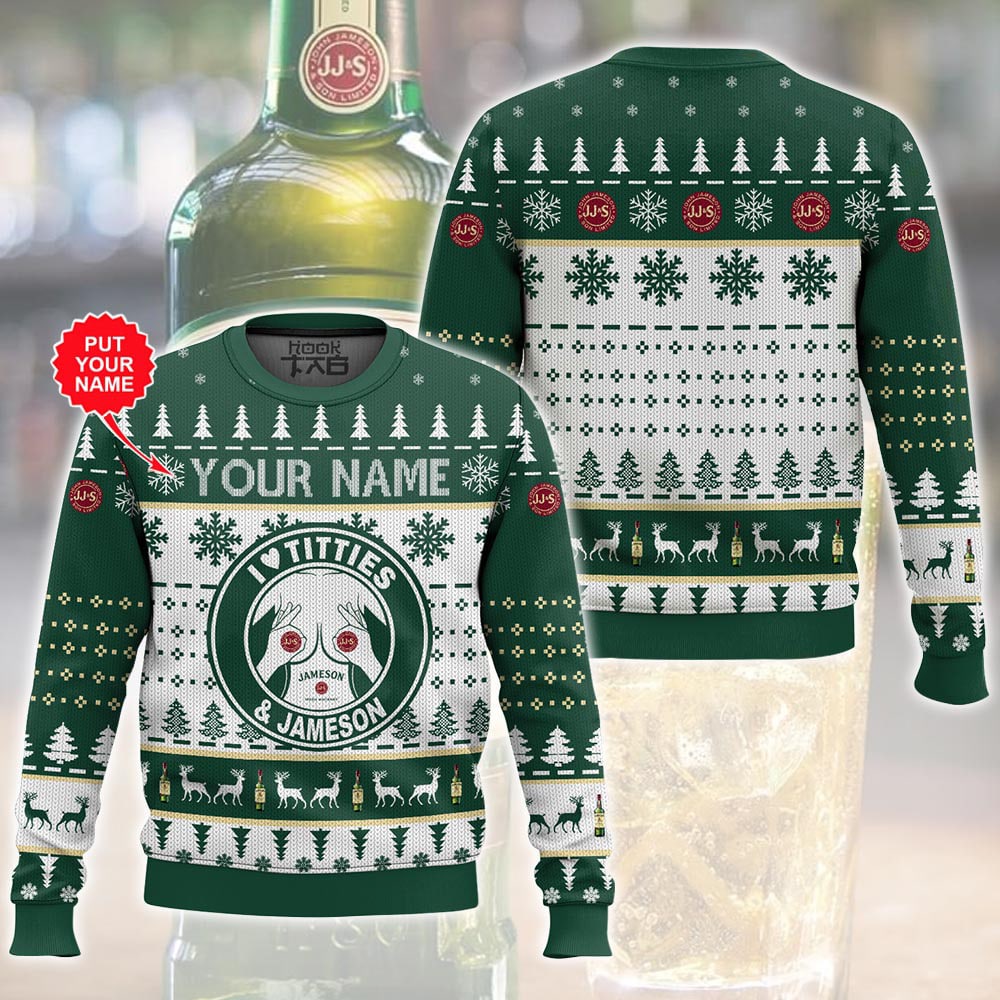 photo_2024-10-07_17-40-55.jpg Custom Name Jameson Titties Funny Ugly Sweater