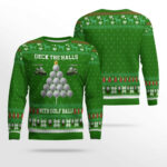 2025 Christmas Deck the Halls with Golf Balls Ugly Sweater Green