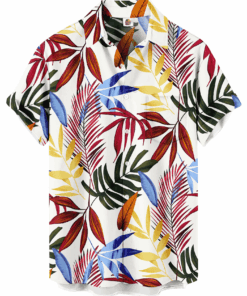 Palm Leaves Hawaiian Shirt – White Tropical
