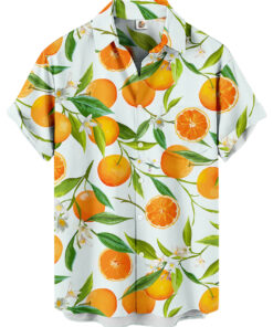 Orange Citrus Hawaiian Shirt – Light Blue