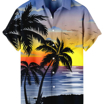 Beach Sunset Hawaiian Shirt – Tropical Palm Trees