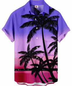 Palm Tree Hawaiian Shirt – Purple Sunset Gradient