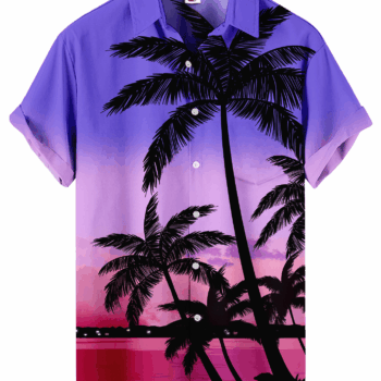 Palm Tree Hawaiian Shirt – Purple Sunset Gradient