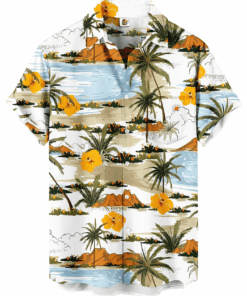 Palm Trees and Hibiscus Hawaiian Shirt – White Tropical
