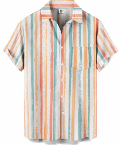 Pastel Striped  Hawaiian Shirt – Casual Summer Fit