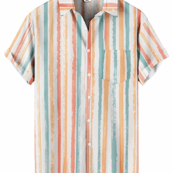 Pastel Striped  Hawaiian Shirt – Casual Summer Fit