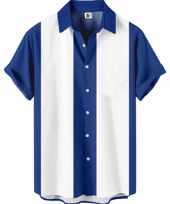 Color Block Hawaiian Shirt – Blue and White