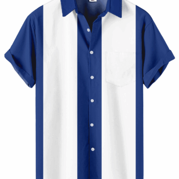 Color Block Hawaiian Shirt – Blue and White