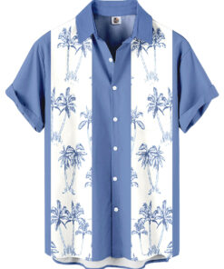 Palm Tree Hawaiian Shirt – Blue and White