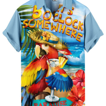 Hawaiian Paradise Parrot  Shirt-Light Blue